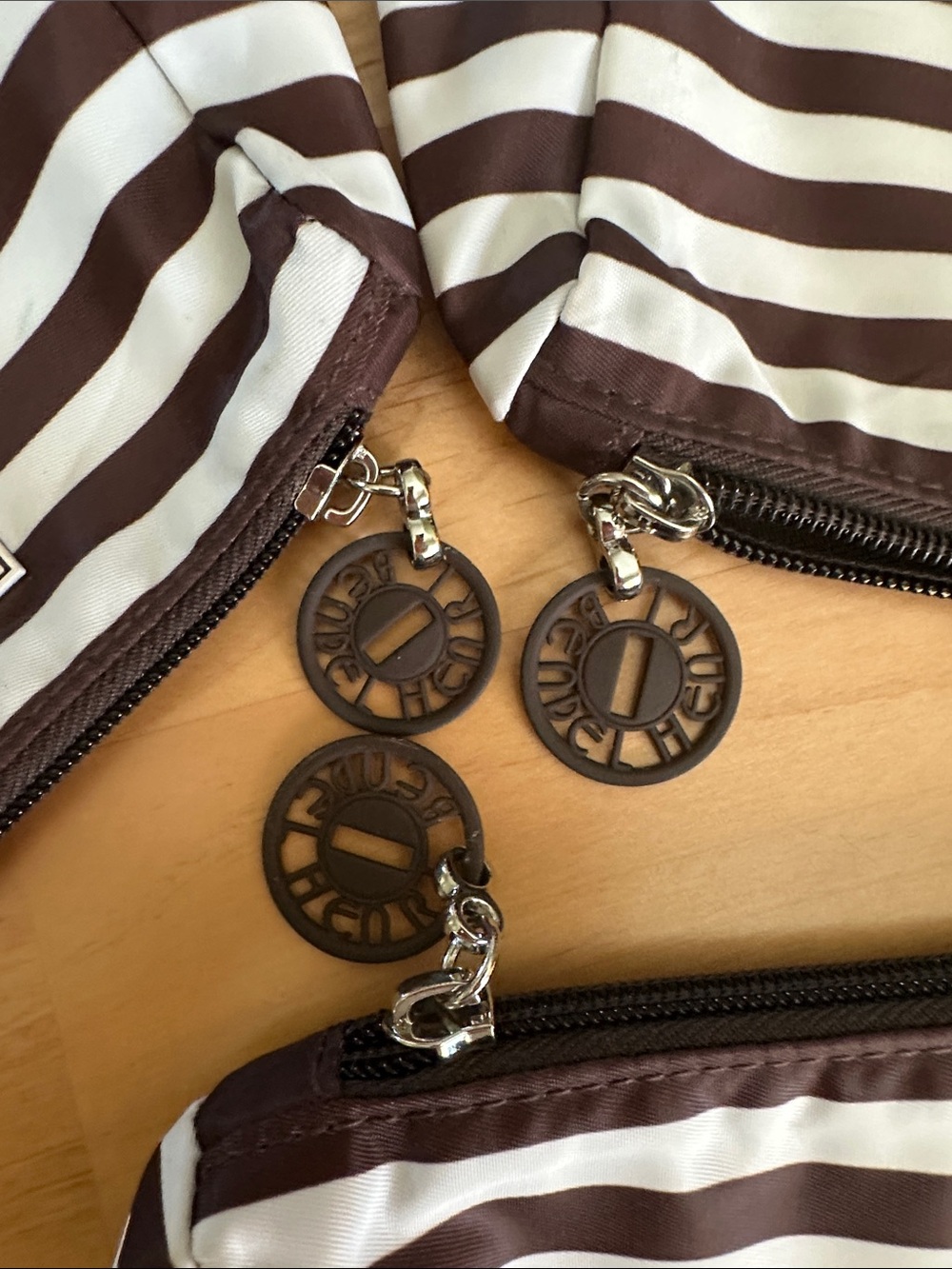 Henri. Bendel set of three striped nylon bags. - Picture 3 of 5